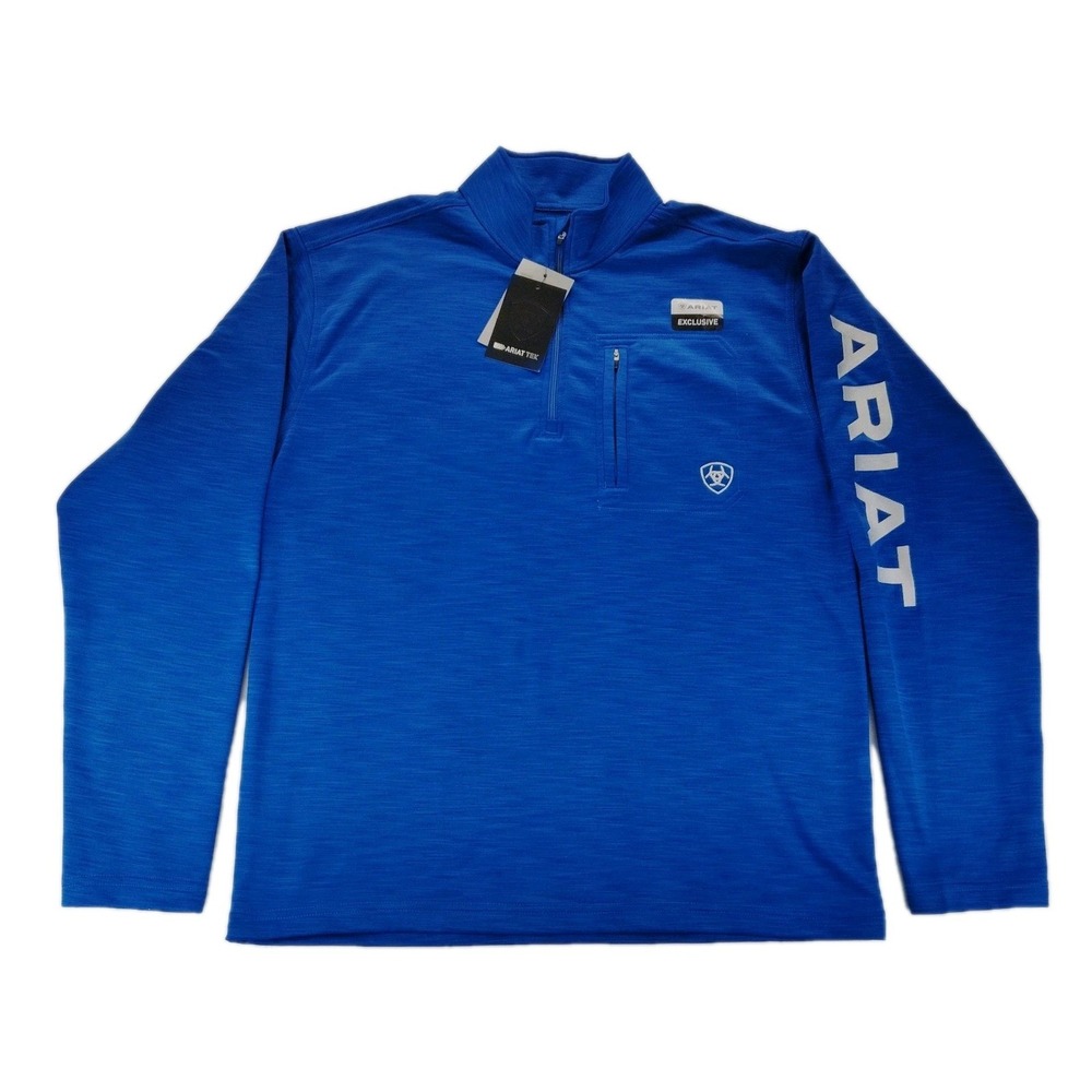 Ariat Men's Tek Team Mid States SMU 1/4 Zip Sweatshirt Fleece Pullover Blue M
